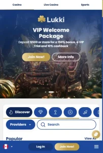 Current Lukki Australian website displayed in a mobile browser