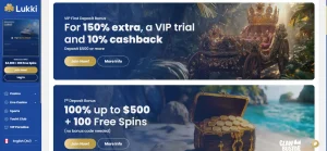 Lukki Australia promotions page for checking current casino bonus terms