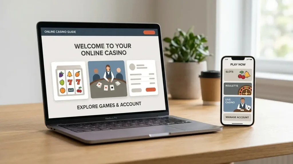 Online casino games displayed on a digital device